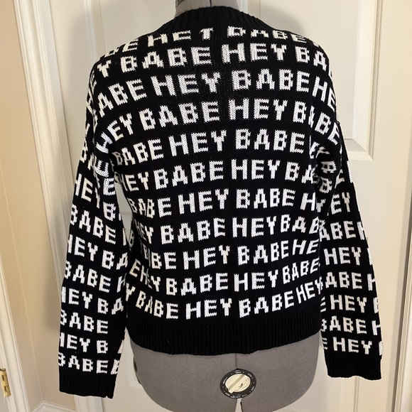 Brunette the Label oversize “Hey Babe” sweater, black & white, size M - Picture 4 of 12